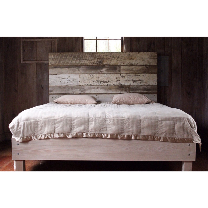 Reclaimed Wood Headboard White Barnwood Etsy