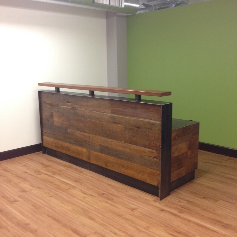 Reclaimed Wood /& Steel Reception Desk