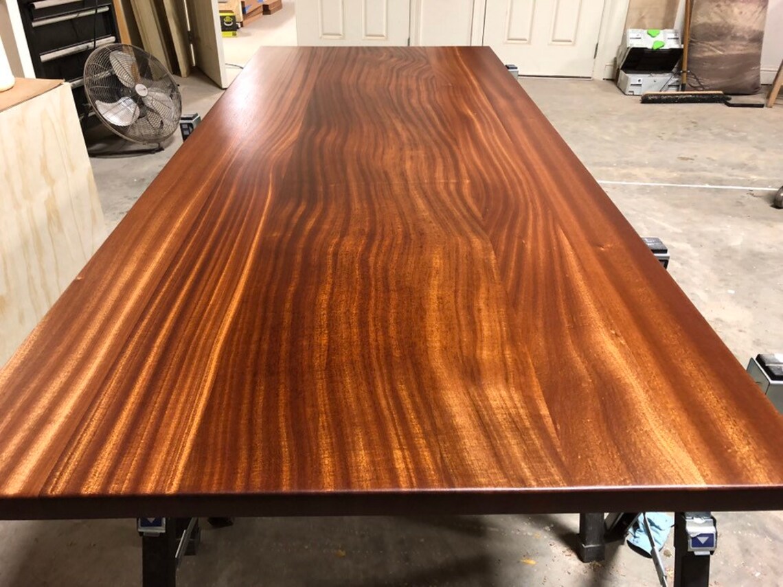 Modern Sapele Wood Dining Table Mahogany Trestle | Etsy