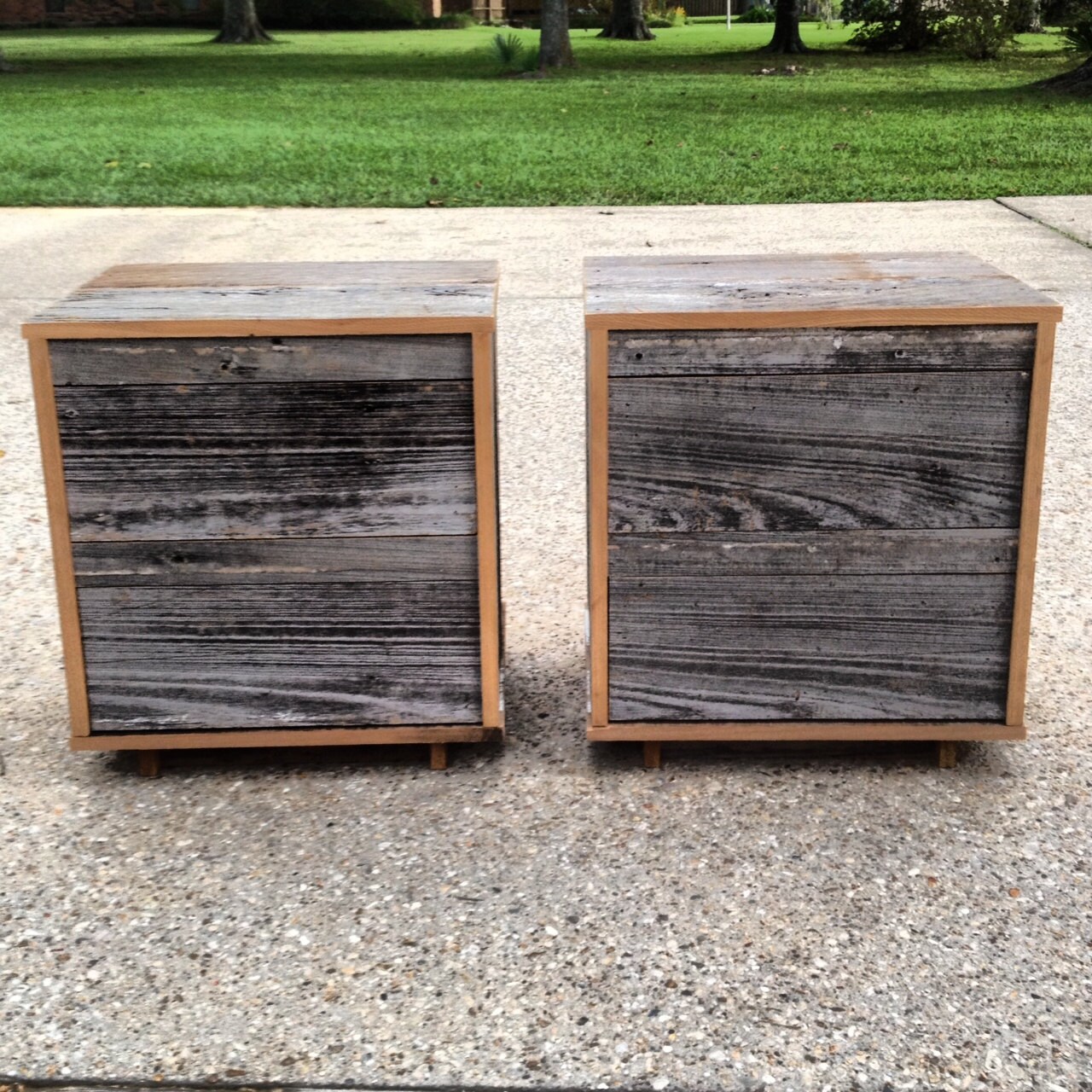 Reclaimed Wood Bedside Table Grey Etsy