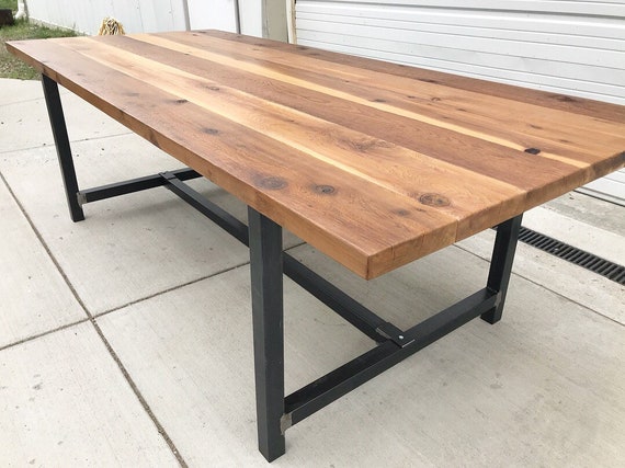 Industrial Cedar Steel Conference Table Steel Legs Metal Etsy