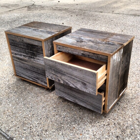 reclaimed wood bedside table
