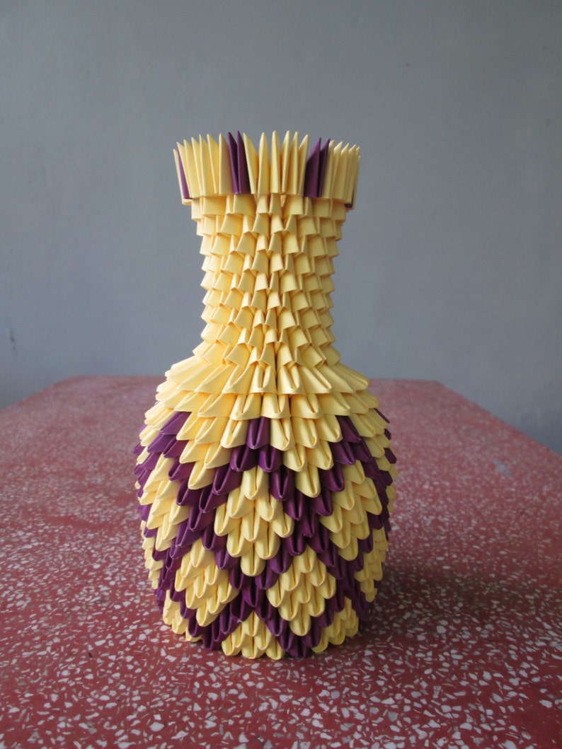 3d Origami jarrón color amarillo claro tamaño medio sólo Etsy