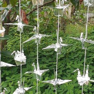 1000 papieren kraanvogelslinger, foliepapier, zilverkleur, hangende/trouwdecoratie, USD 250,00+, gratis expresverzending
