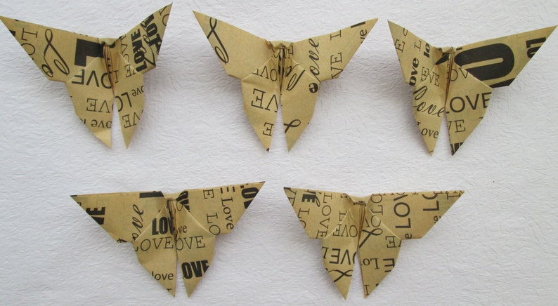 Vintage Love Wording Design 12.5 x 12.5 cm 5 x 5 inches Black Color only for 20.00 USD 200 Paper Origami Butterflies