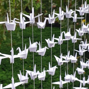 1000 papieren kraanvogelslinger, witte kleur, drukpapier, hang-/trouwdecoratie, alleen voor USD 240,00+, gratis expresverzending