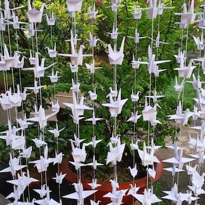 500 guindastes de papel branco em guirlanda, 25 fios de 20, escolha seu tamanho, decoração para pendurar/casamento/festa, por USD130,00 +, frete grátis