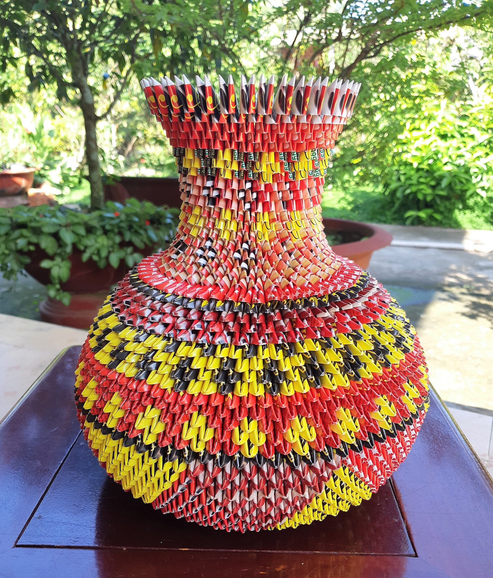 Big Paper Vase 3d Origami Mixed Colors Made Out of Recycled Etsy