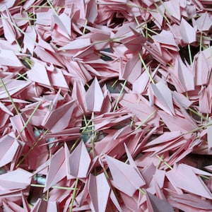 500 papieren origami-cupcaketoppers met kraanvogel, 4 x 4 inch (10 x 10 cm), roze kleur, alleen voor USD 195,00, gratis expresverzending overal