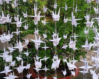 2,000 paper cranes garland, white color, printing paper, hanging/wedding decoration, only for USD430.00+, free express shipping every where