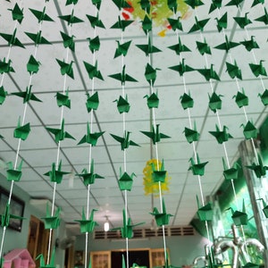 1.000 papieren kraanvogelslinger, 50 strengen van 20, groen, 4 "x 4" papierformaat, bruiloftsdecoratie, USD 240,00, gratis expresverzending overal