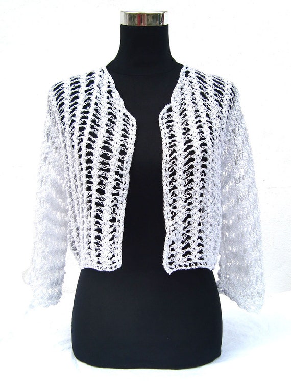 Items similar to Hand Crochet Jacket White and Short style on Etsy