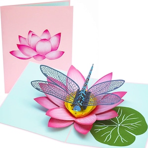 Blue Dragonfly and Lotus Pop Up Card