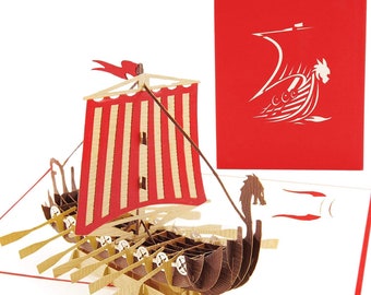 Warrior Viking Ship Pop Up Card