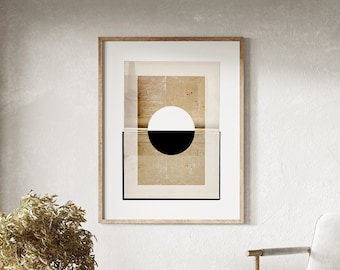 Japandi Art Print: Minimalist Black Beige Abstract Wall Decor (Digital Download)
