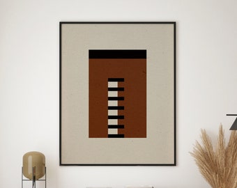 Minimalist Wall Art Instant Download, Bauhaus Print, Scandinavian Decor, Terracotta Wall Art, MONUMENT/08