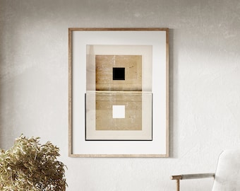 Japandi Art Print: Black Beige Abstract Wall Decor (Digital Download)