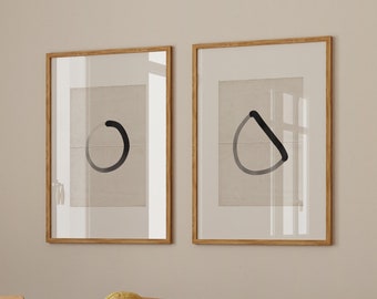 Japandi Wall Art Instant Download, Set of 2 Prints, Neutral Wall Decor, Minimalist Wall Art