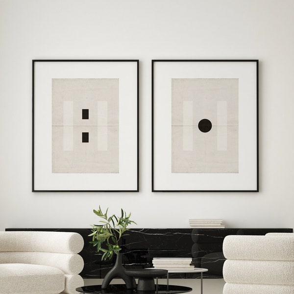 ABSTRACT SET OF 2 Printable Art, Japandi Gallery Wall, Black White Art Print, Minimalist Print Set, Scandinavian Poster Set Instant Download