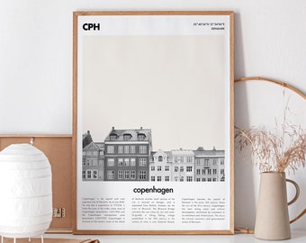Copenhagen Travel Poster: Minimalist City Typography Art (Digital Download)
