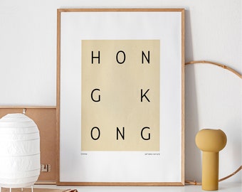 HONG KONG Printable Poster, Minimalist City Poster, Modern Travel Poster, China Typography City Art, Travel Gift, Minimalist Wall Decor