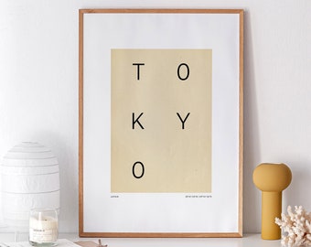 TOKYO Printable Poster, Minimalist City Poster, Modern Travel Poster, Japan Typography City Art, Travel Gift, Minimalist Wall Decor