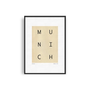 MUNICH Printable Poster, Minimalist City Poster, Modern Travel Poster, Germany Typography City Art, Travel Gift, Minimalist Wall Decor