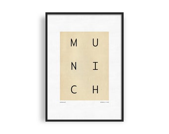 MUNICH Printable Poster, Minimalist City Poster, Modern Travel Poster, Germany Typography City Art, Travel Gift, Minimalist Wall Decor