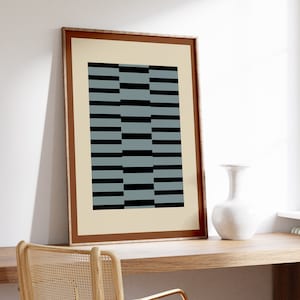 Abstract Line Printable Drawing, Blue Brown Beige Geometric Art Print, Striped Wall Art, Minimalistic Print, Scandinavian Poster, PATTERN/07