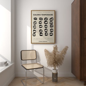 Contemporary Exhibition Poster Giclee Art Print, Beige Graphic Wall Decor, Modern Scandinavian Art, Gallery Poster, GALERIE TEMPORAIRE/11