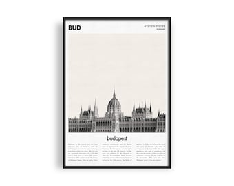 BUDAPEST Printable Poster, Minimalist Travel Poster, Modern City Poster, Budapest Typography Art, Modern Travel Gift, Hungary Print