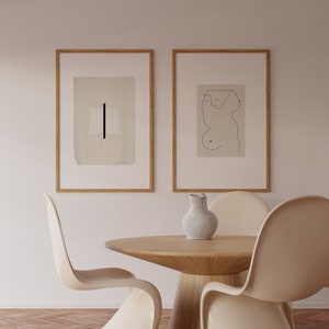 Japandi Art Prints: Abstract Black & White Scandinavian Set (Digital Download)
