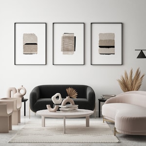 Wabi Sabi Art Prints Set: Japandi Black Beige Decor (Digital Download)