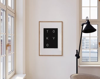 Tokyo Typography Print: Minimalist Black & White City Art (Digital Download)