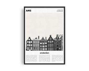 Amsterdam Travel Poster: Minimalist City Art (Digital Download)