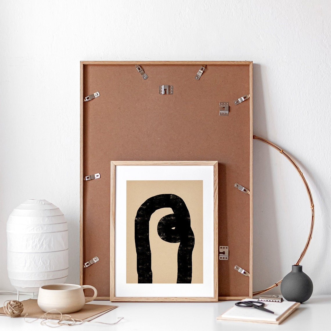 Abstract Line Printable Drawing Kraft Paper Art Print Modern Etsy