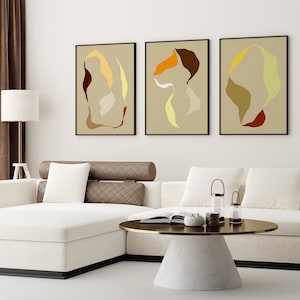 Abstract Art Print Set, Modern Neutral Abstract Gallery Wall Art, 3 Piece Wall Art, Simple Abstract Art, Scandinavian Printable Art