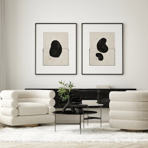 ABSTRACT ART Set of 2 Instant Downloads, Wabi Sabi Wall Decor, Japandi Scandinavian Poster, Black And White Printable Gallery Set of 2