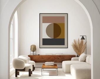 Modern Color Block Art Print, Geometric Brown Beige Ochre Grey Instant Download, Hard Edge Muted Color Scandinavian Poster, COLOR STUDY/04