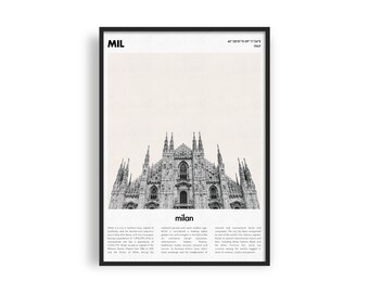 MILAN Printable Poster, Minimalist Travel Poster, Modern City Print, Milan Typography Art, Italy Poster, Modern Travel Gift, College Gift