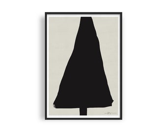 Modern Christmas Tree Printable Art, Minimalist Holiday Art Print, Scandinavian Xmas Wall Decor, Downloadable Abstract Christmas Poster