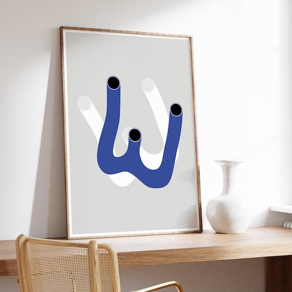 Blue and Gray Abstract Wall Art Etsy