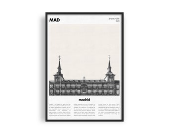 MADRID Printable Poster, Minimalist Travel Poster, Modern City Poster, Spain Typography Art, Modern Travel Gift, Plaza Mayor Madrid