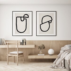 Abstract Line Art Prints: Japandi Scandinavian Decor (Set of 2) (Digital Download)