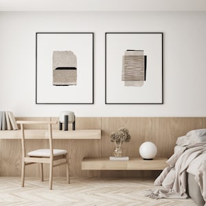 ABSTRAKTES SET VON 2 druckbare Kunst, Wabi Sabi Galerie Wanddekor, schwarz weiß Kunst, minimalistischer Druck, skandinavisches Poster Set Sofort Download
