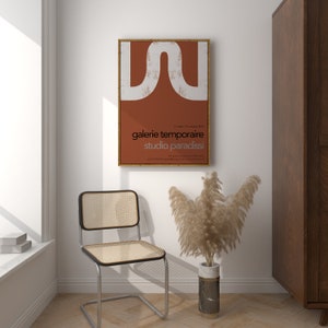 Contemporary Exhibition Poster Giclee Art Print, Terra Cotta Wall Decor, Modern Scandinavian Art, Gallery Poster, GALERIE TEMPORAIRE/04
