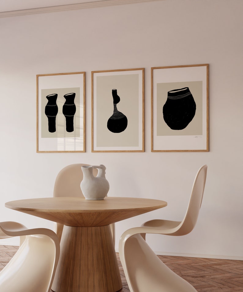 Abstract Line Pottery Printable Art, Modern Gallery Wall Decor, Minimalist Kitchen Black White Beige Art, Scandinavian Poster, POTTERY/03 image 4
