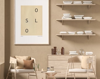 OSLO Printable Poster, Minimalist City Poster, Modern Travel Poster, Norway Typography City Art, Travel Gift, Minimalist Wall Decor