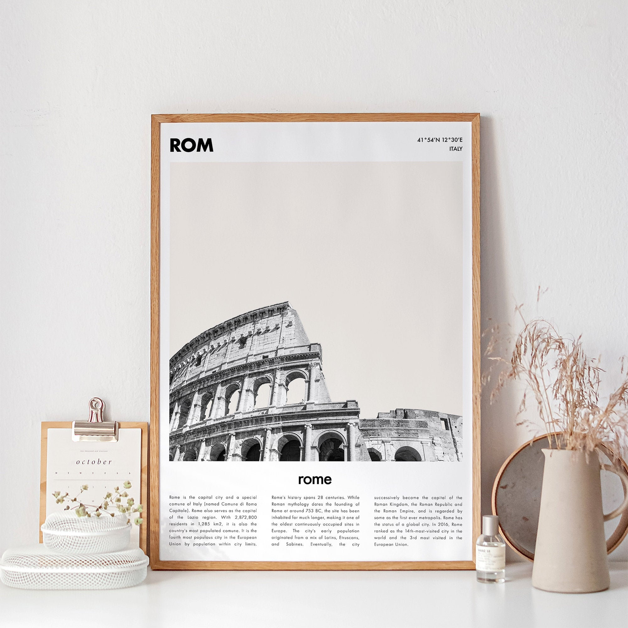 ROME Printable Poster, Modern Colosseum Print, Minimalist Travel Poster, Modern City Poster, Rome Typography Art, Modern Travel Gift