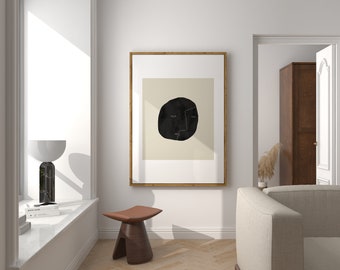 Minimalist Wall Art, Modern Neutral Wall Decor, Abstract Downloadable Art, Scandinavian Poster, Line Face Art, PEBBLEFACE/01